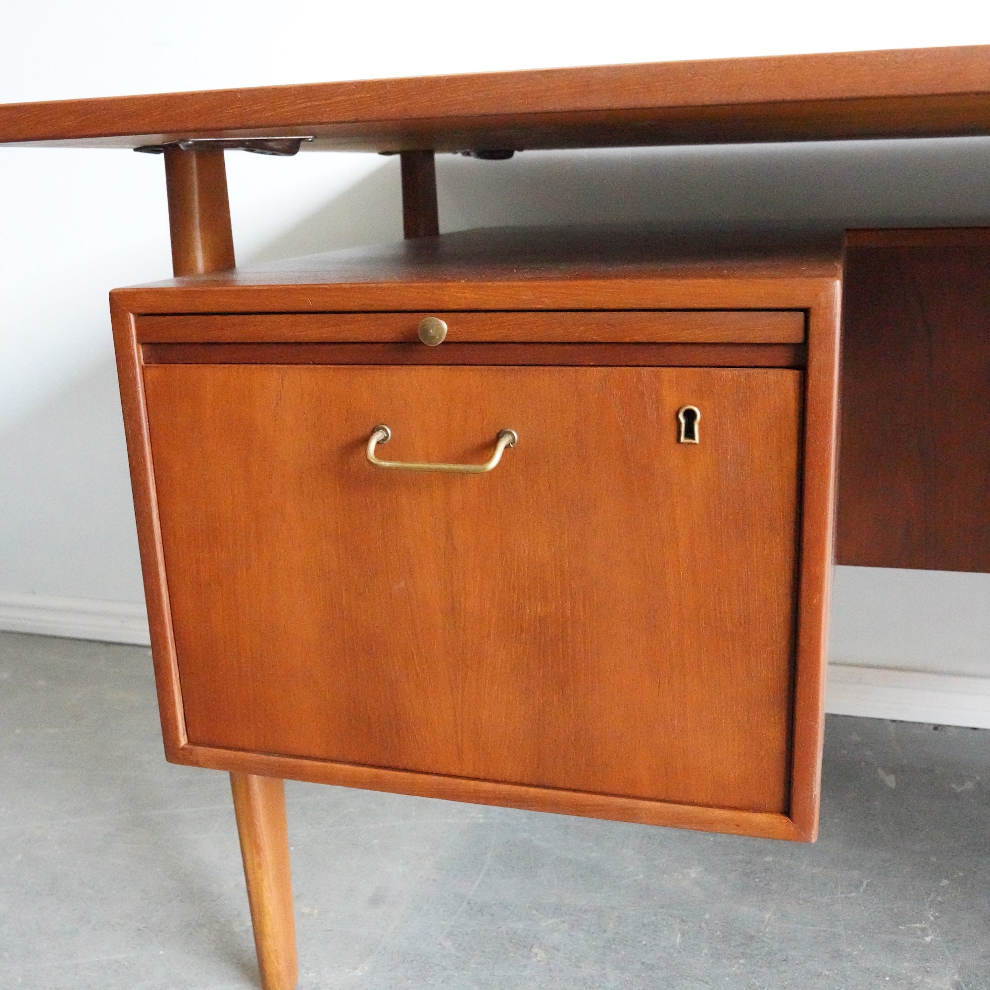 Mid Century Modern Vintage Danish Teak Floating executive desk