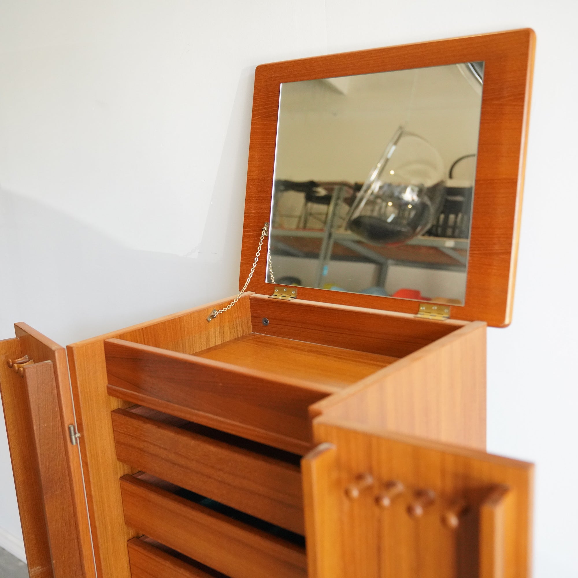 Danish Modern Teak Jewelry Cabinet by Fbj Mobler of Denmark