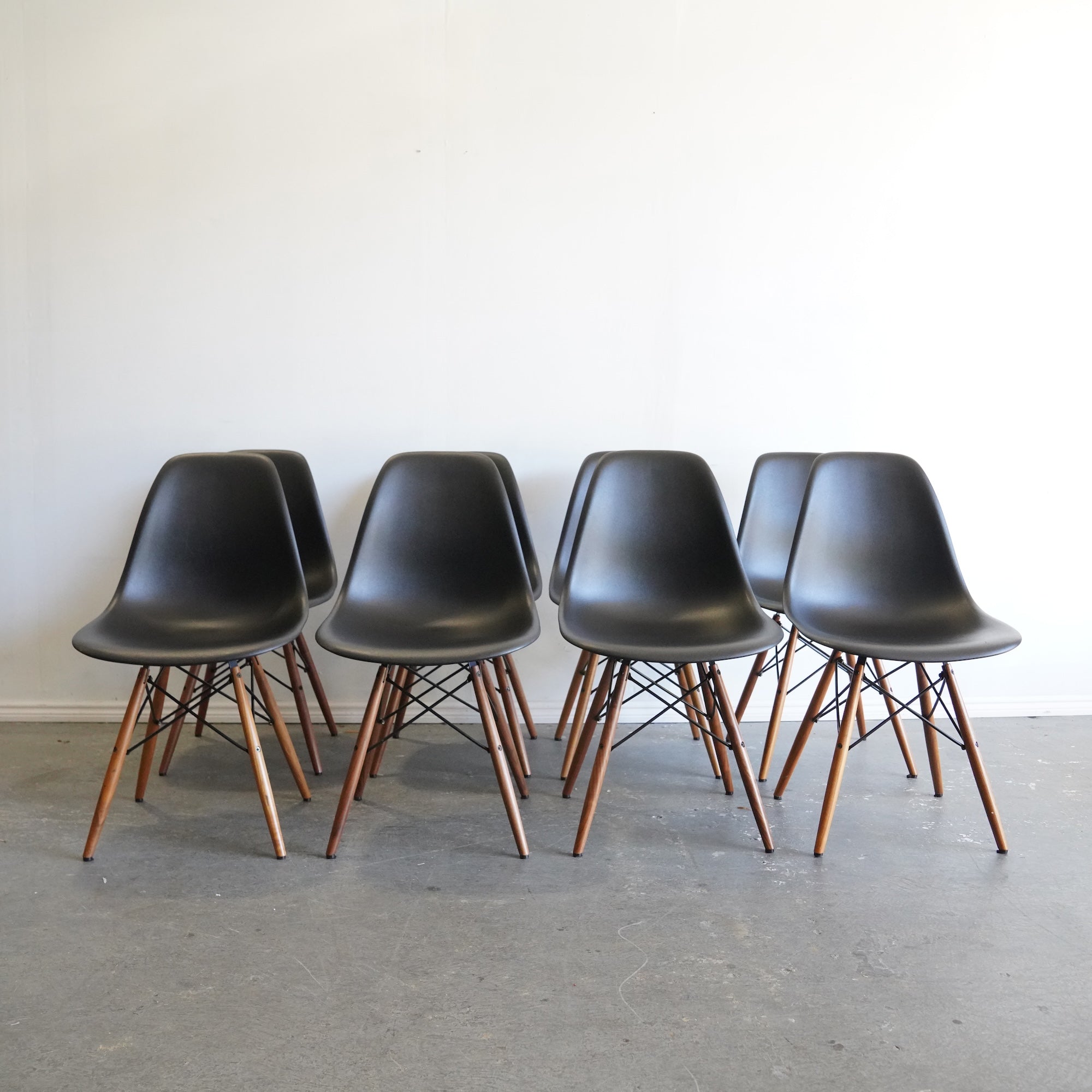 Authentic Herman Miller set of 8 Eames plastic molded chairs