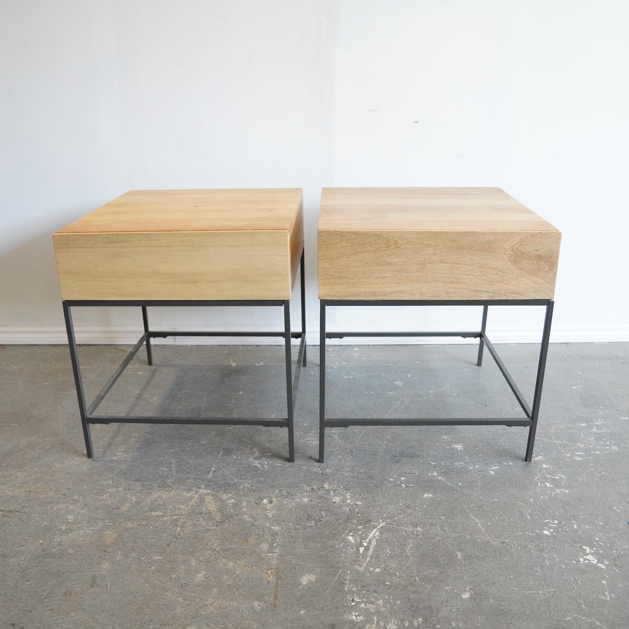 West Elm Pair of Industrial Nightstand/ Side Table