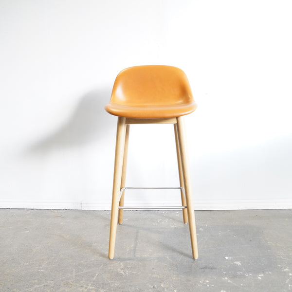 Muuto Fiber Stool Wood Base with Backrest by Iskos-Berlin