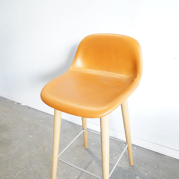 Muuto Fiber Stool Wood Base with Backrest by Iskos-Berlin