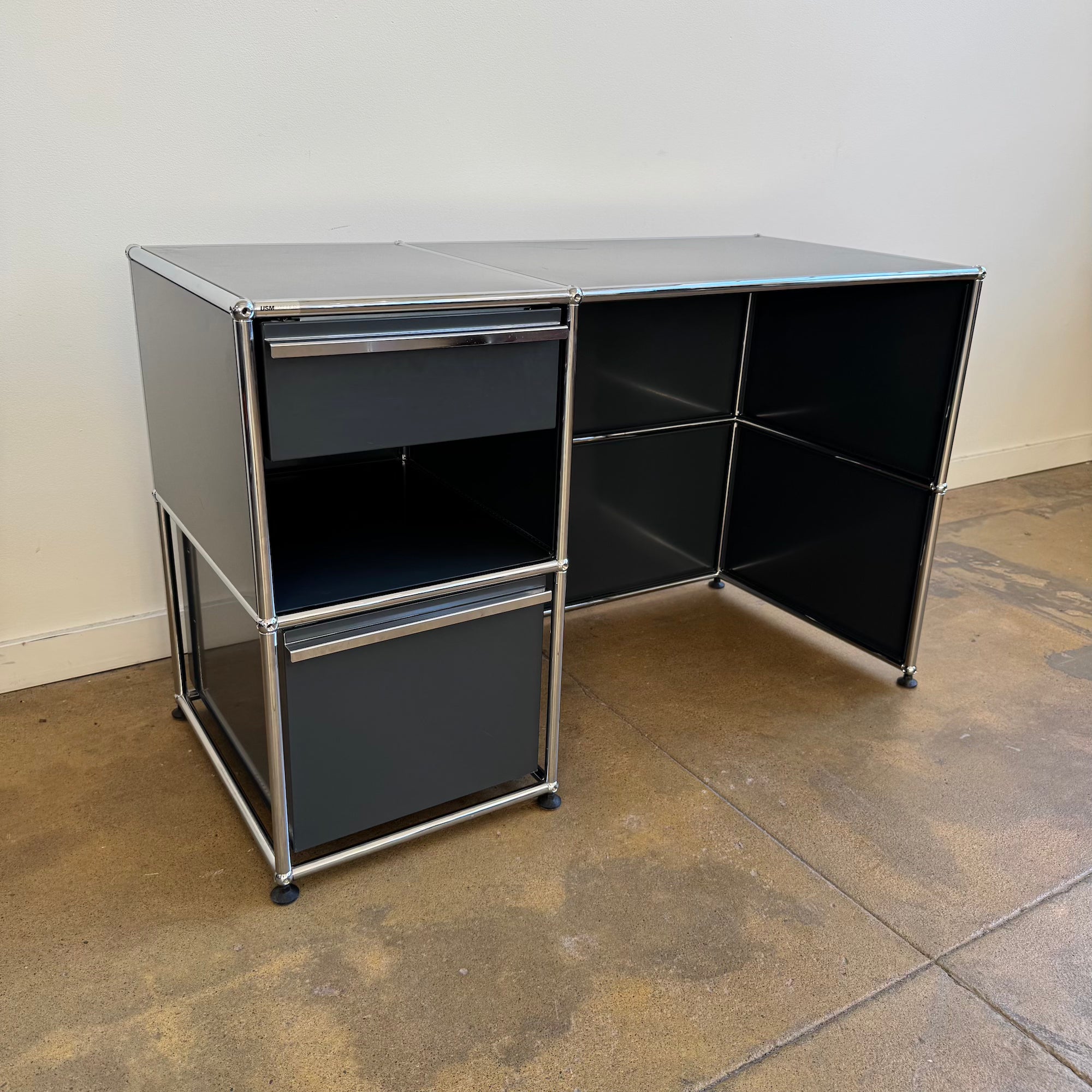 USM Haller Two Drawer Desk (Anthracite Grey)