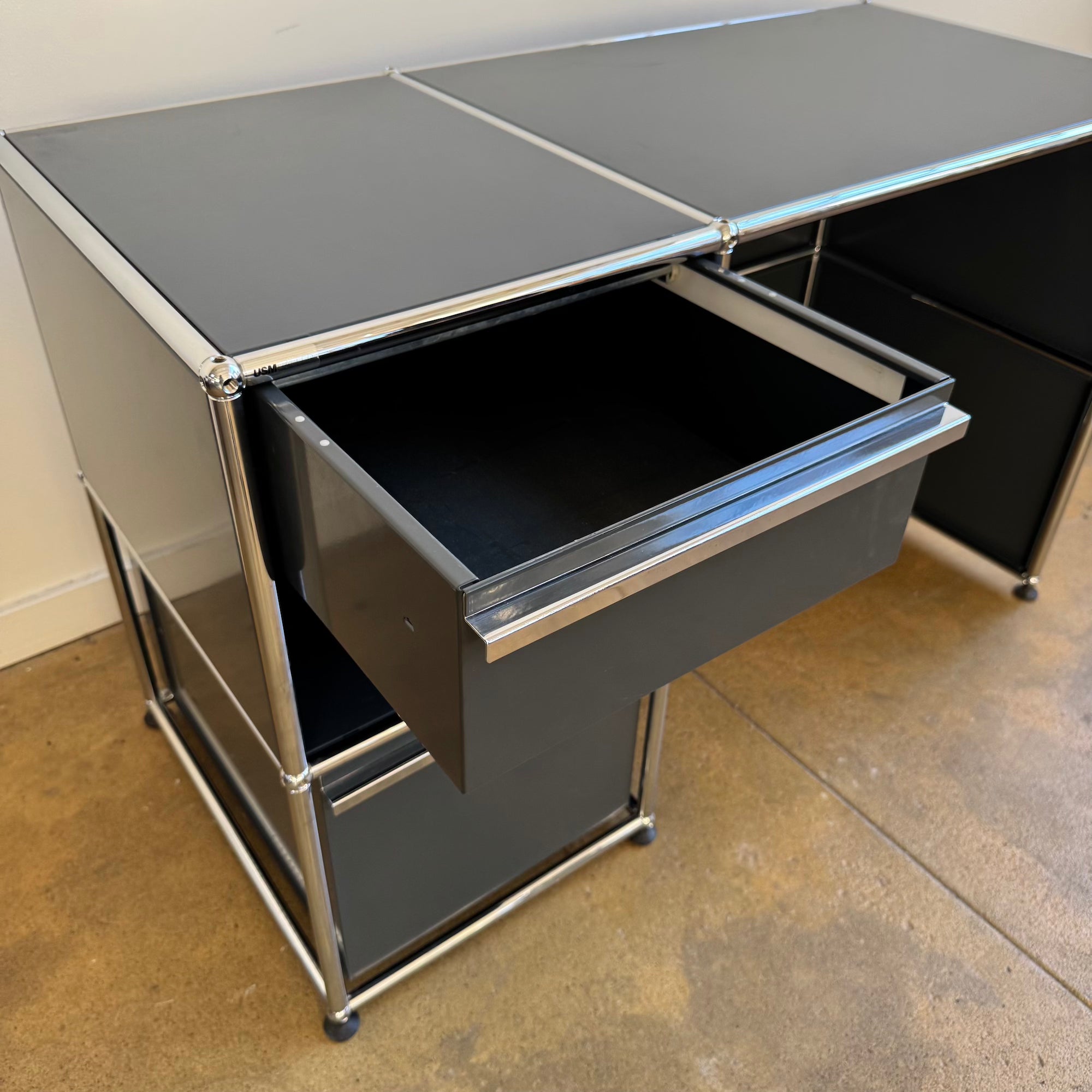 USM Haller Two Drawer Desk (Anthracite Grey)