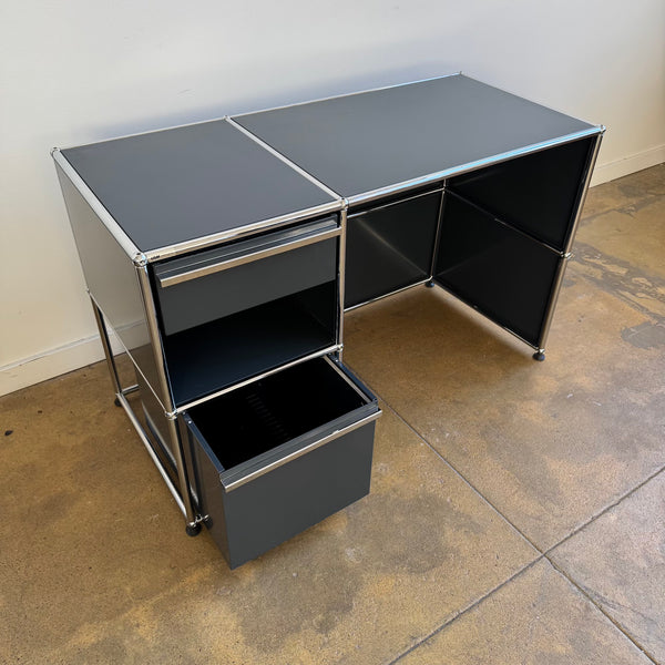 USM Haller Two Drawer Desk (Anthracite Grey)