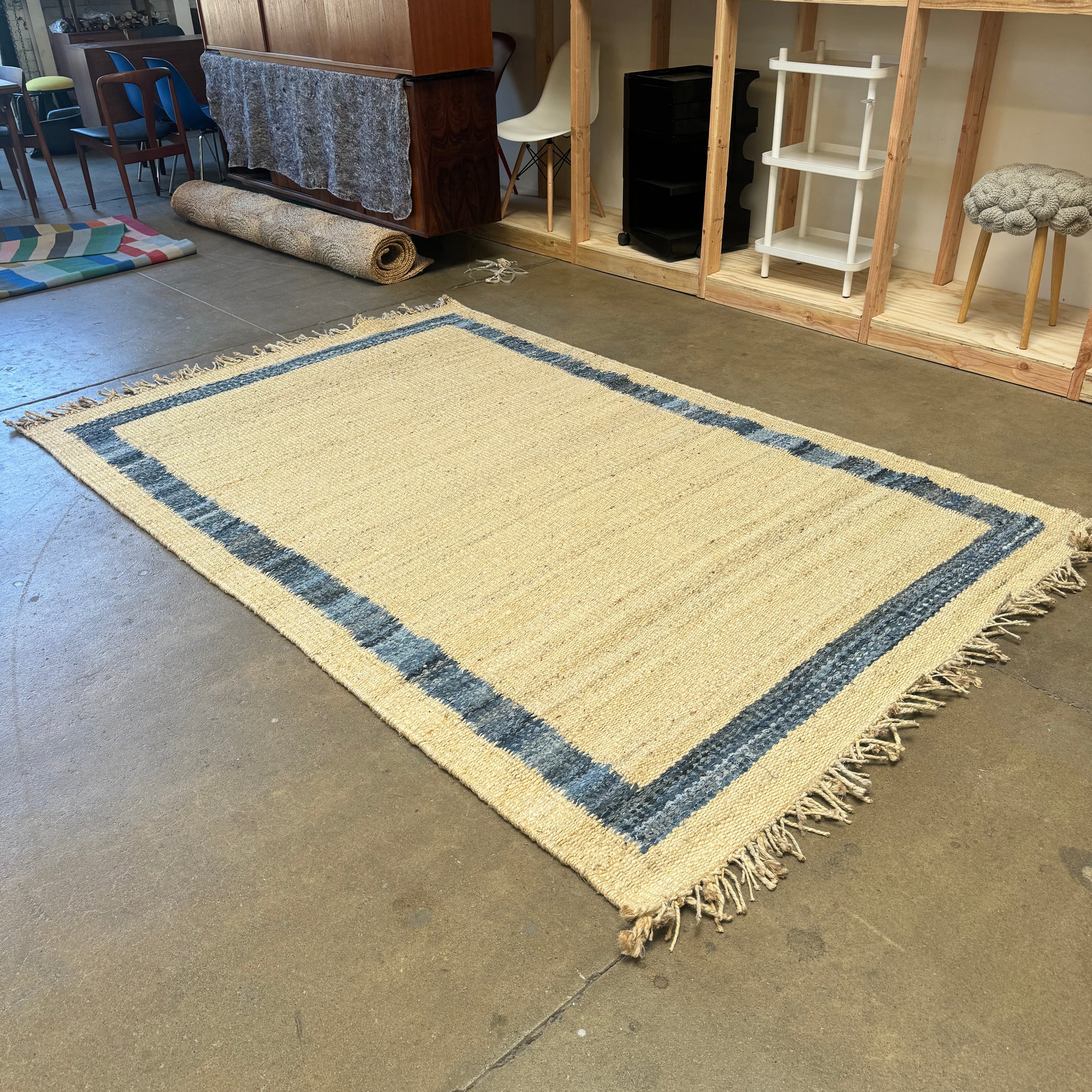 New! Serena and lily Jute Border Rug 6X9 ( Denim )