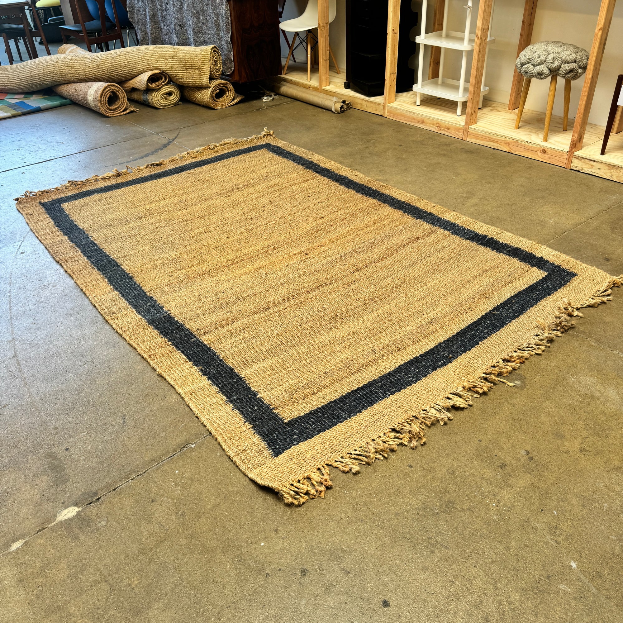 New! Serena and lily Jute Border Rug 6X9 ( Navy Blue )