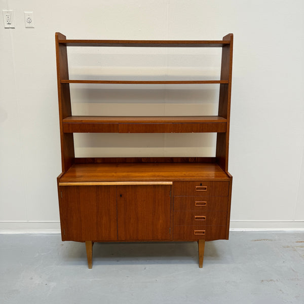 Danish Modern Teak bookcase cabinet with secretary desk