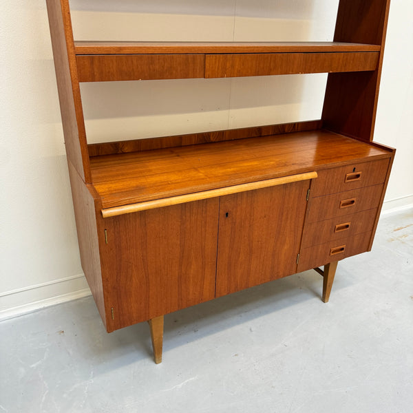 Danish Modern Teak bookcase cabinet with secretary desk