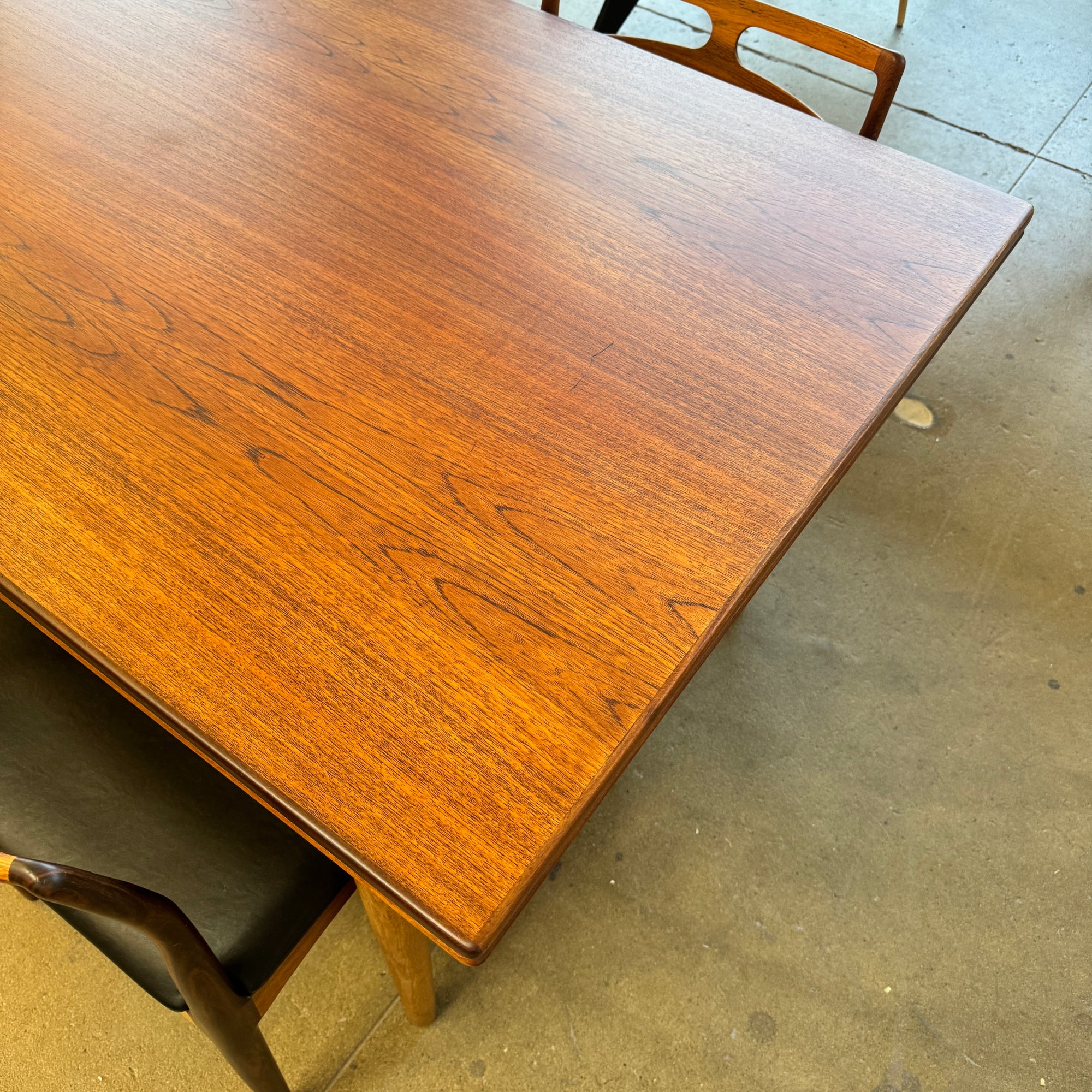 Danish Modern Teak + Oak Expandable Dining Table (Refinished)