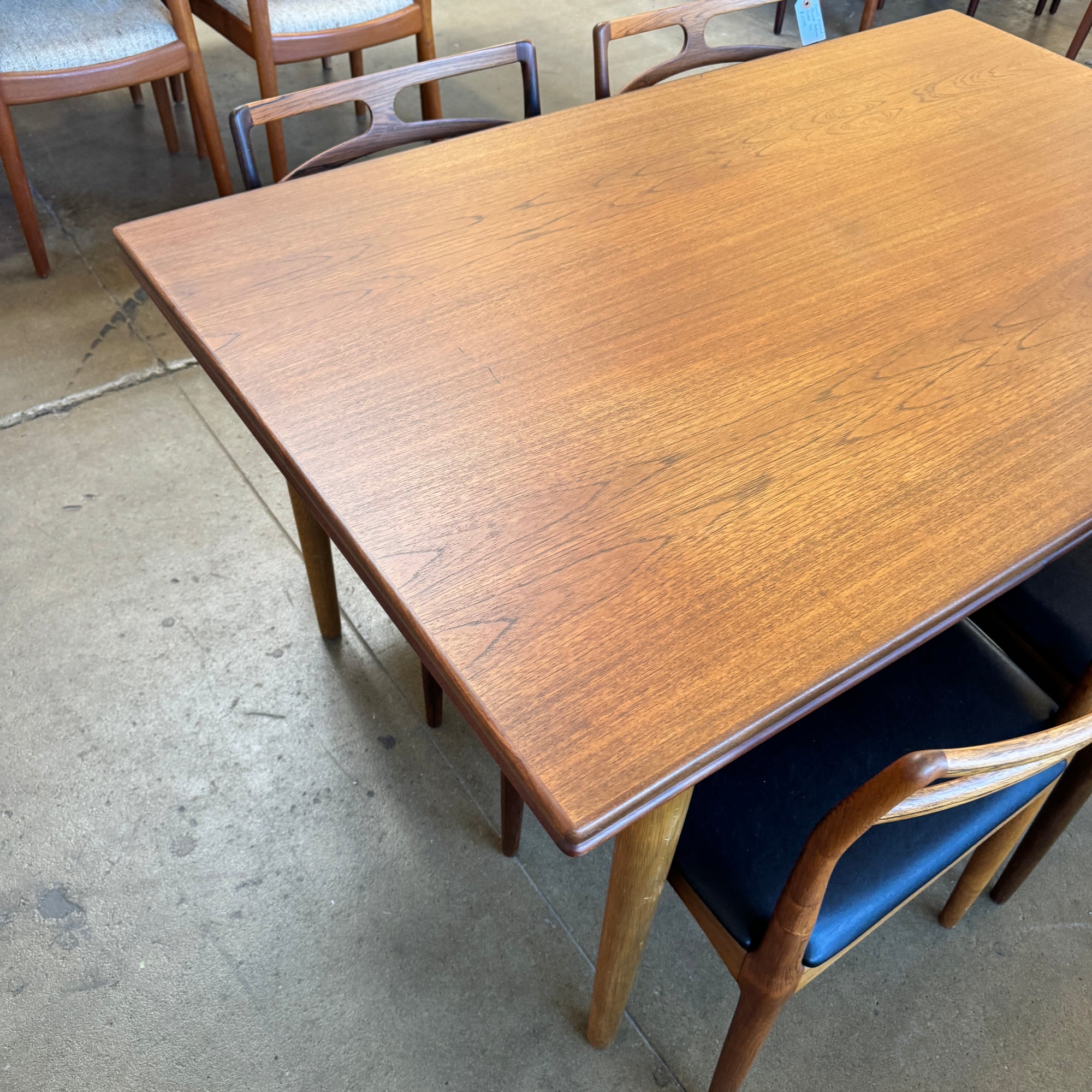 Danish Modern Teak + Oak Expandable Dining Table (Refinished)