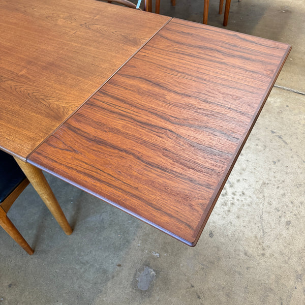 Danish Modern Teak + Oak Expandable Dining Table (Refinished)