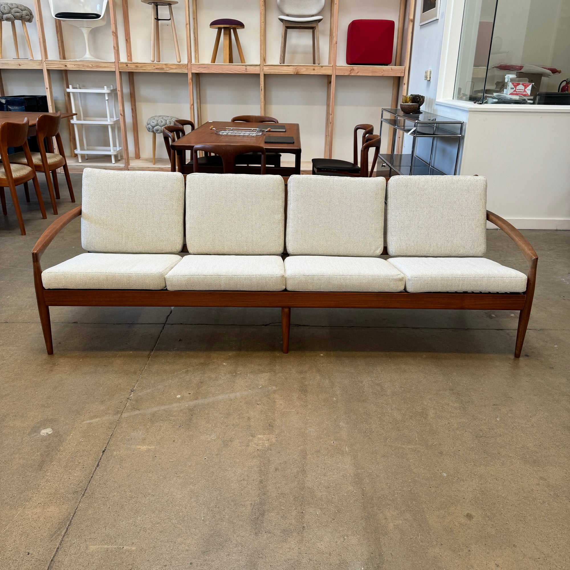 Danish Modern Kai Kristiansen Paper Knife Teak 4 Seater Sofa