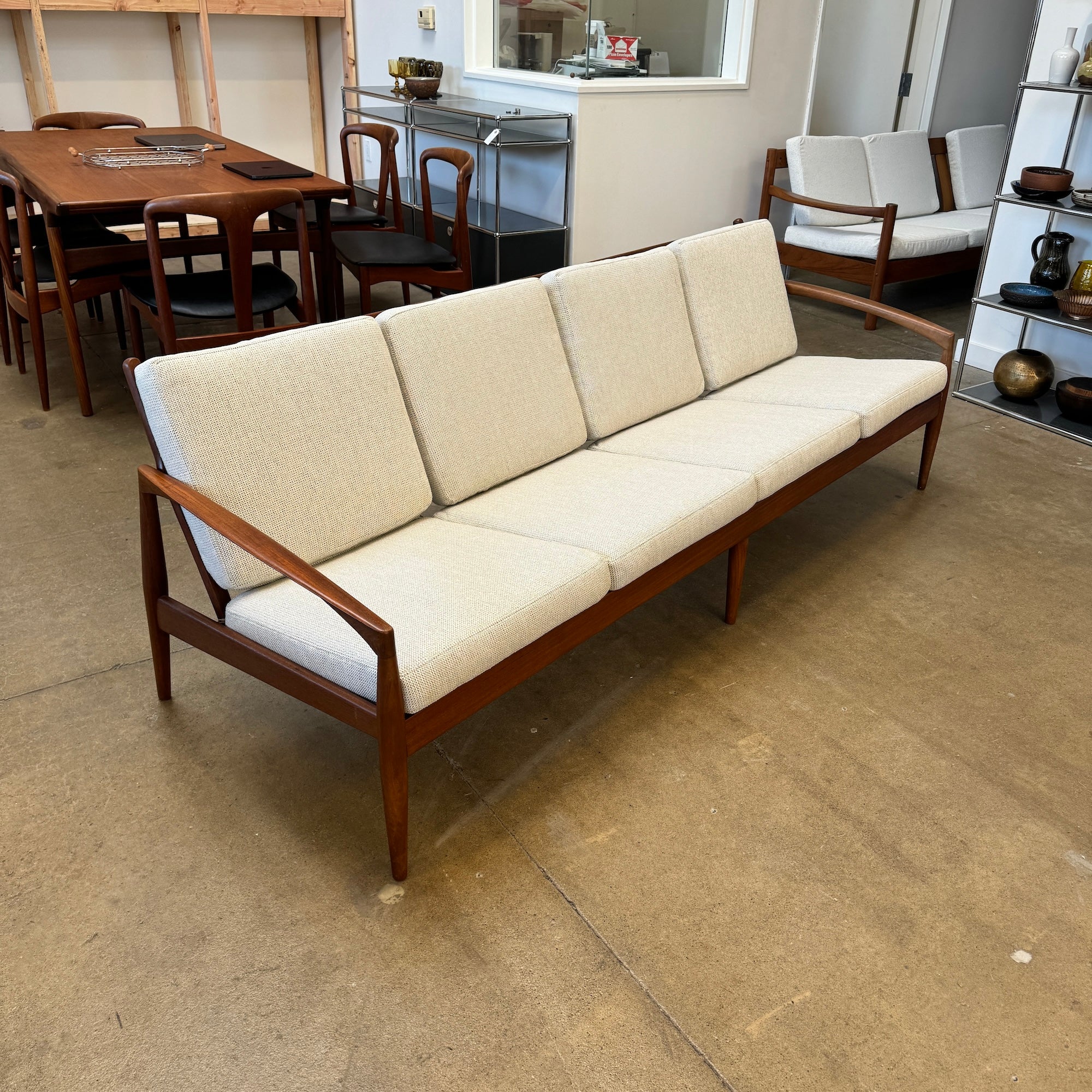 Danish Modern Kai Kristiansen Paper Knife Teak 4 Seater Sofa