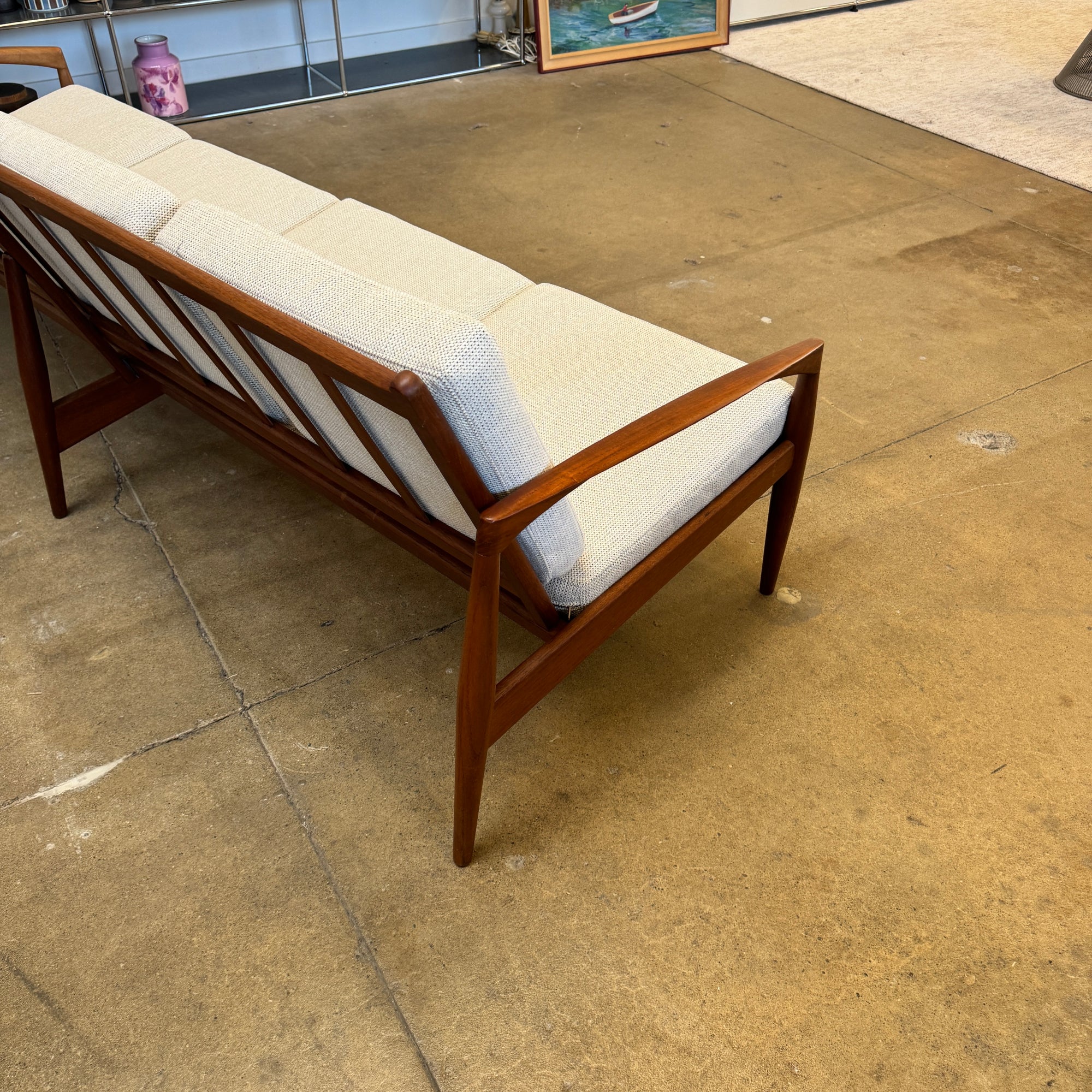 Danish Modern Kai Kristiansen Paper Knife Teak 4 Seater Sofa