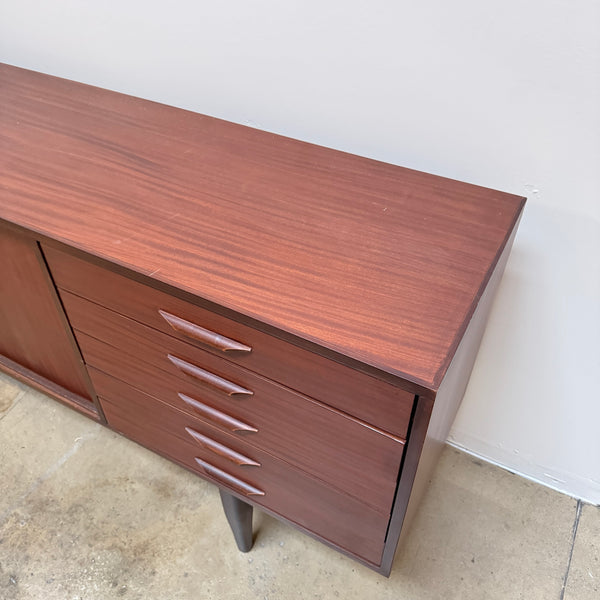 Danish Modern Sideboard with Sliding Doors and 5 Drawer