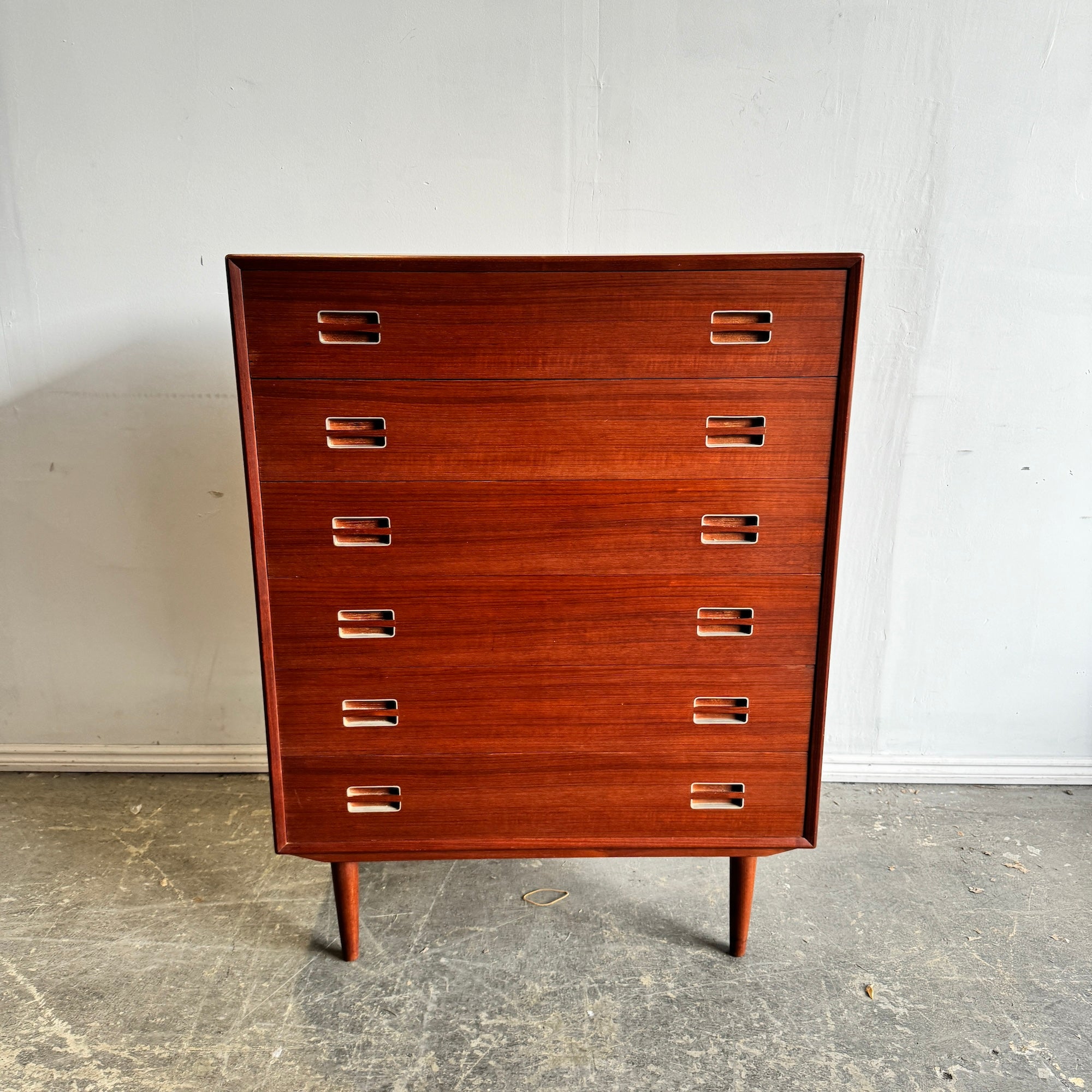 Danish Modern Vintage 6 Drawer Tall Boy Dresser