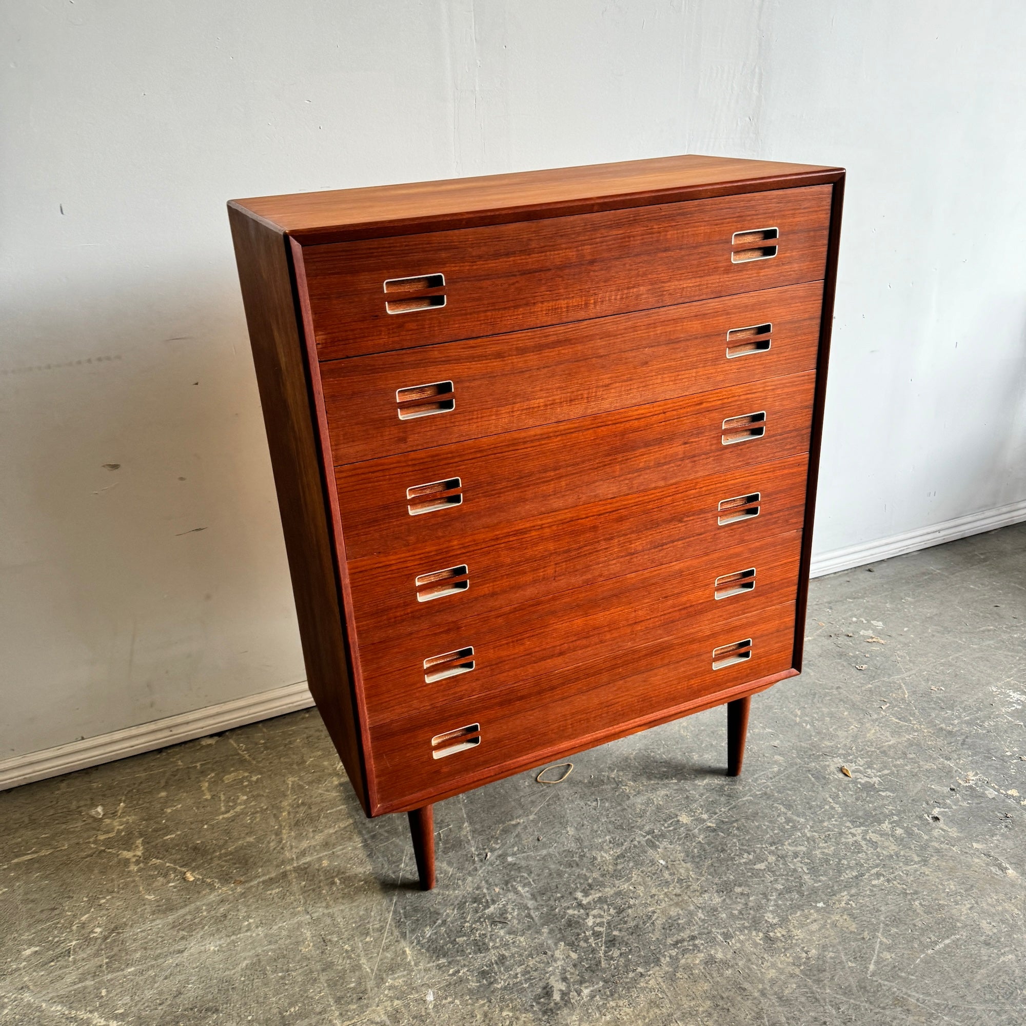 Danish Modern Vintage 6 Drawer Tall Boy Dresser