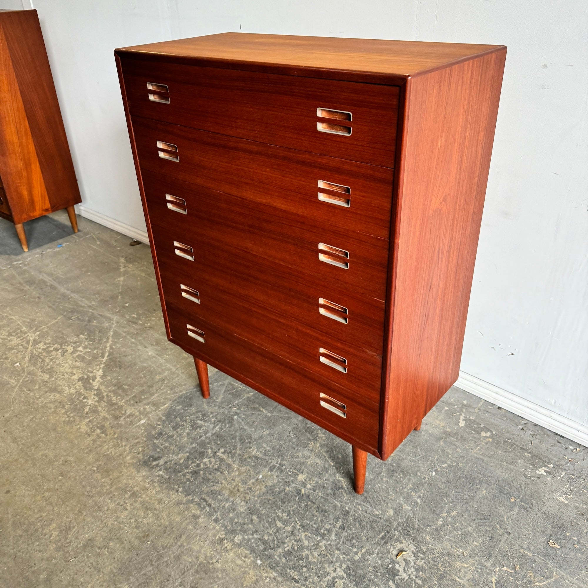 Danish Modern Vintage 6 Drawer Tall Boy Dresser