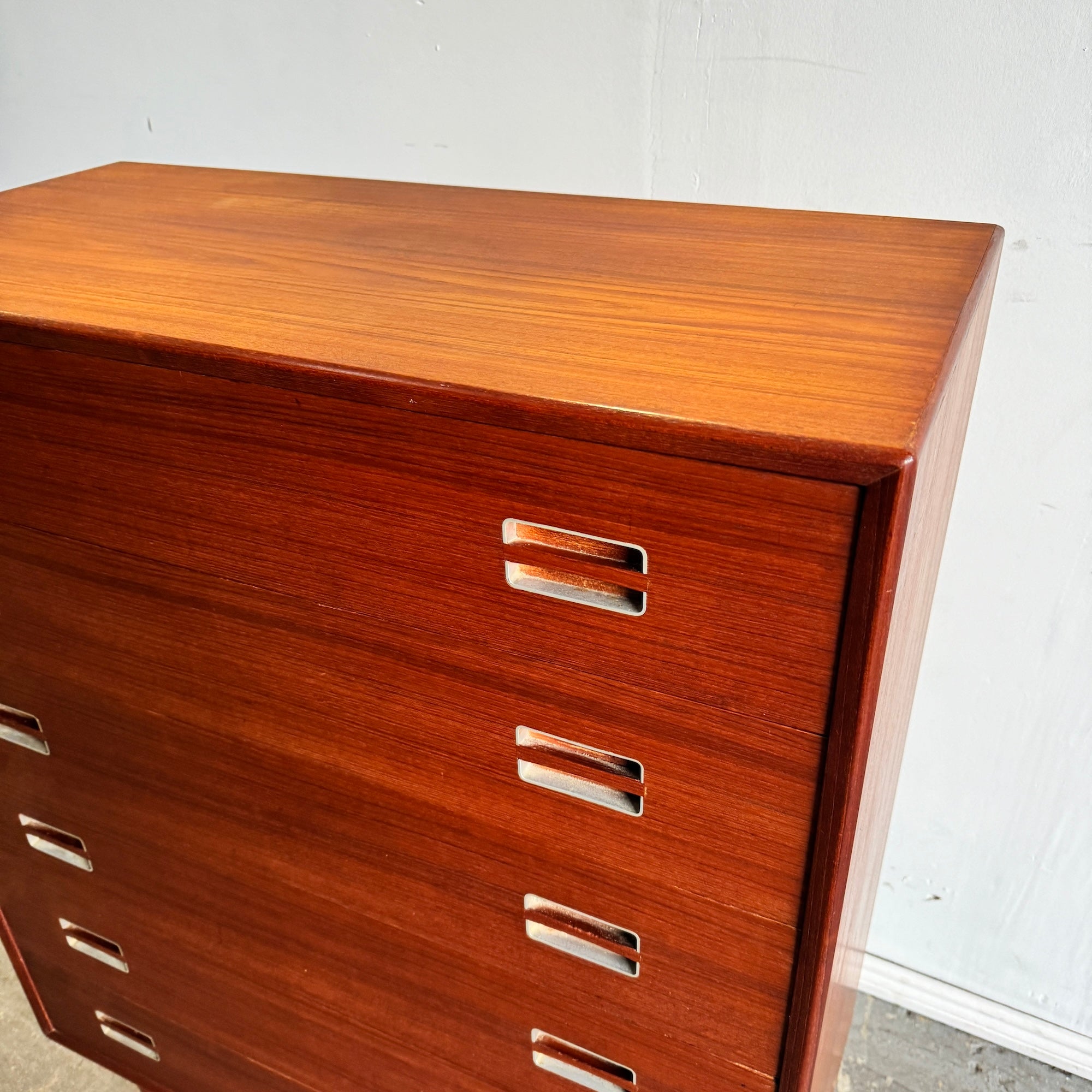 Danish Modern Vintage 6 Drawer Tall Boy Dresser