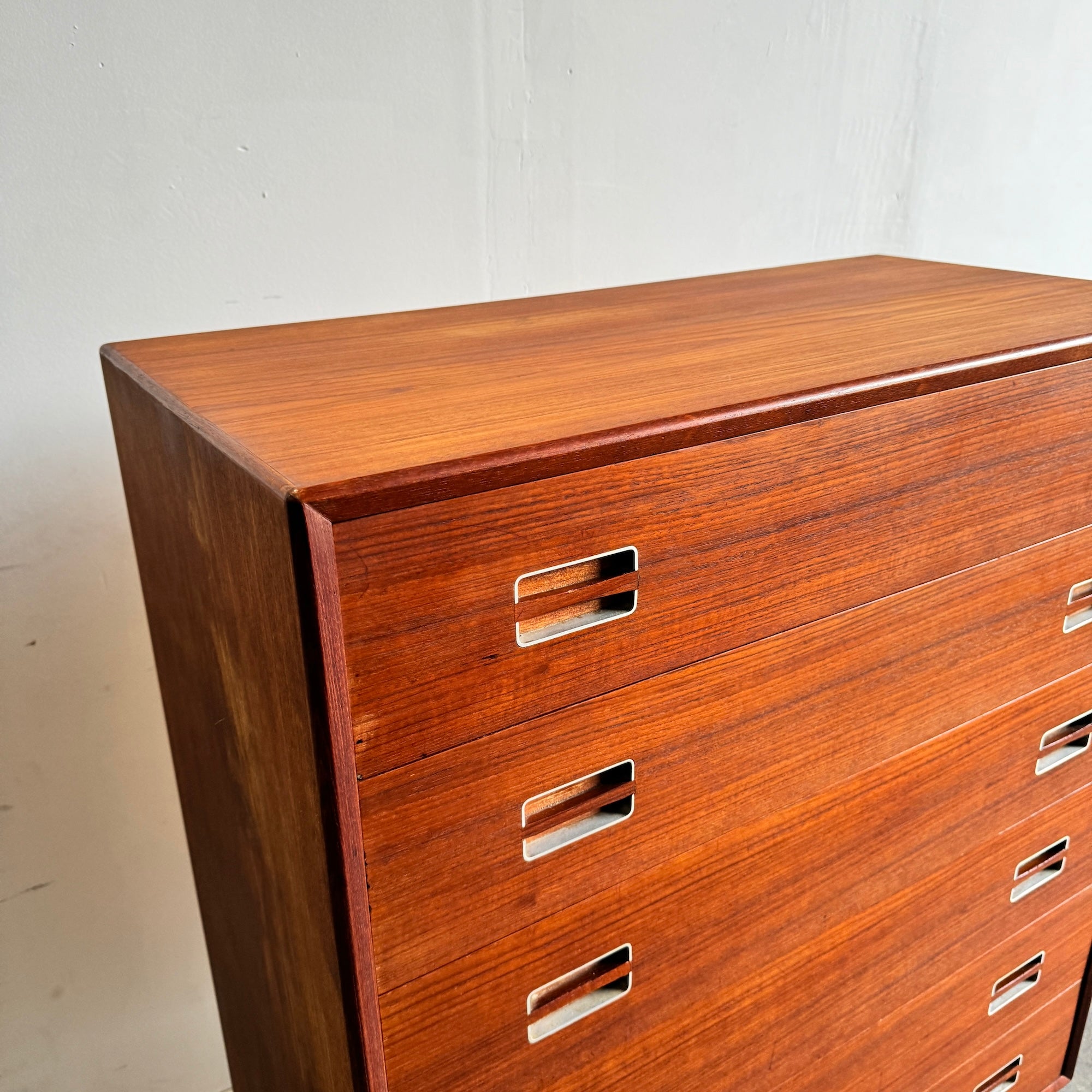 Danish Modern Vintage 6 Drawer Tall Boy Dresser