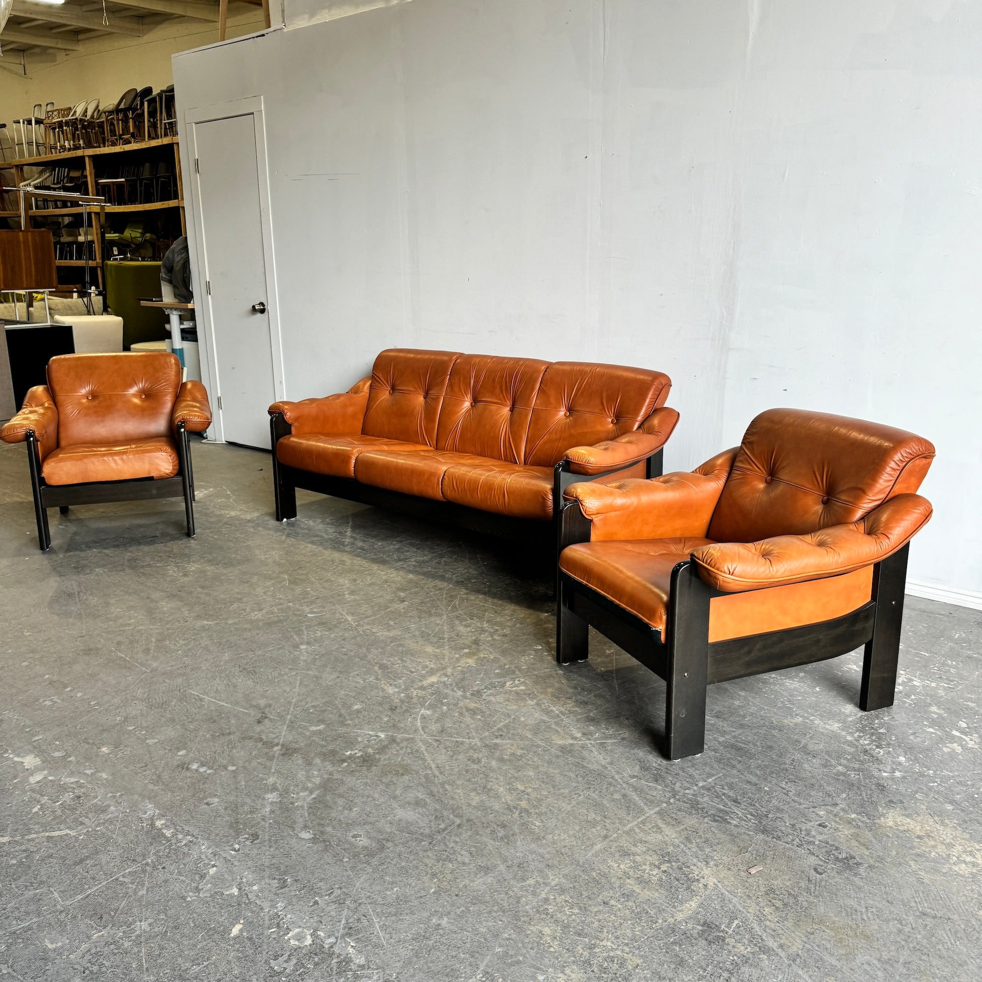 Vintage Swedish Sofa with two matching lounge chairs