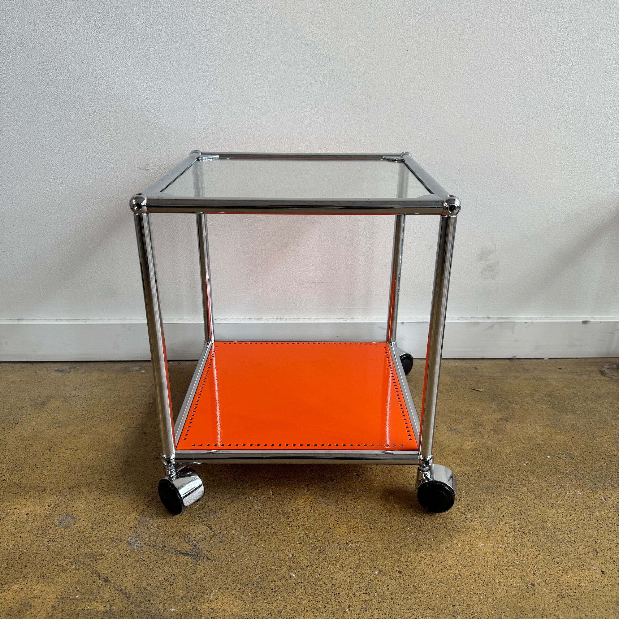 USM Haller 1X1 Glass Side Table with Casters