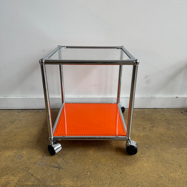 USM Haller 1X1 Glass Side Table with Casters