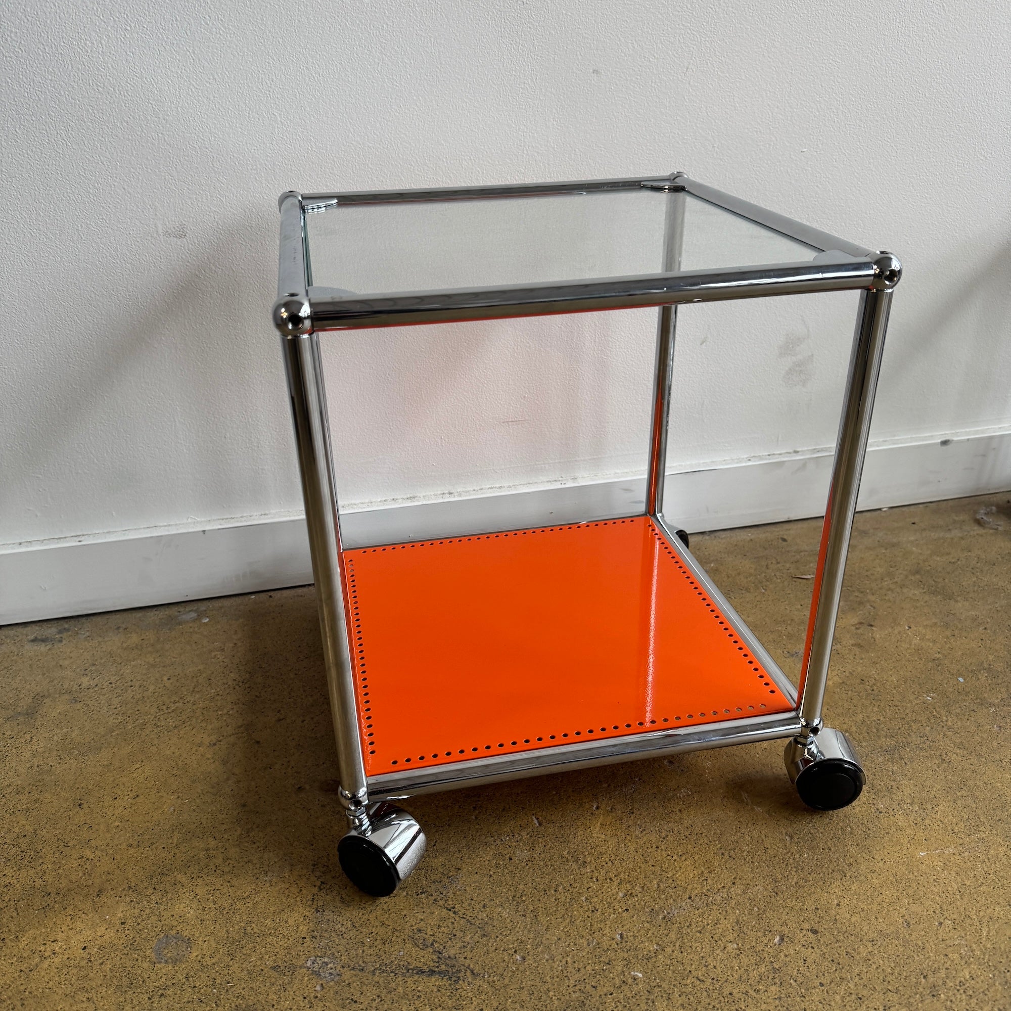 USM Haller 1X1 Glass Side Table with Casters