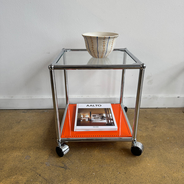 USM Haller 1X1 Glass Side Table with Casters