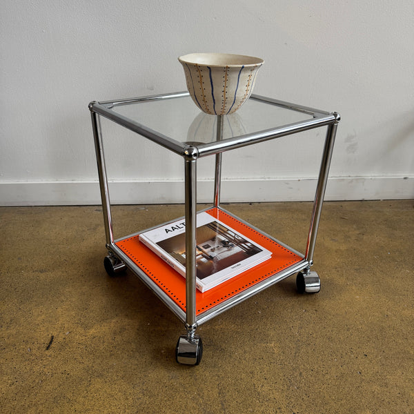 USM Haller 1X1 Glass Side Table with Casters