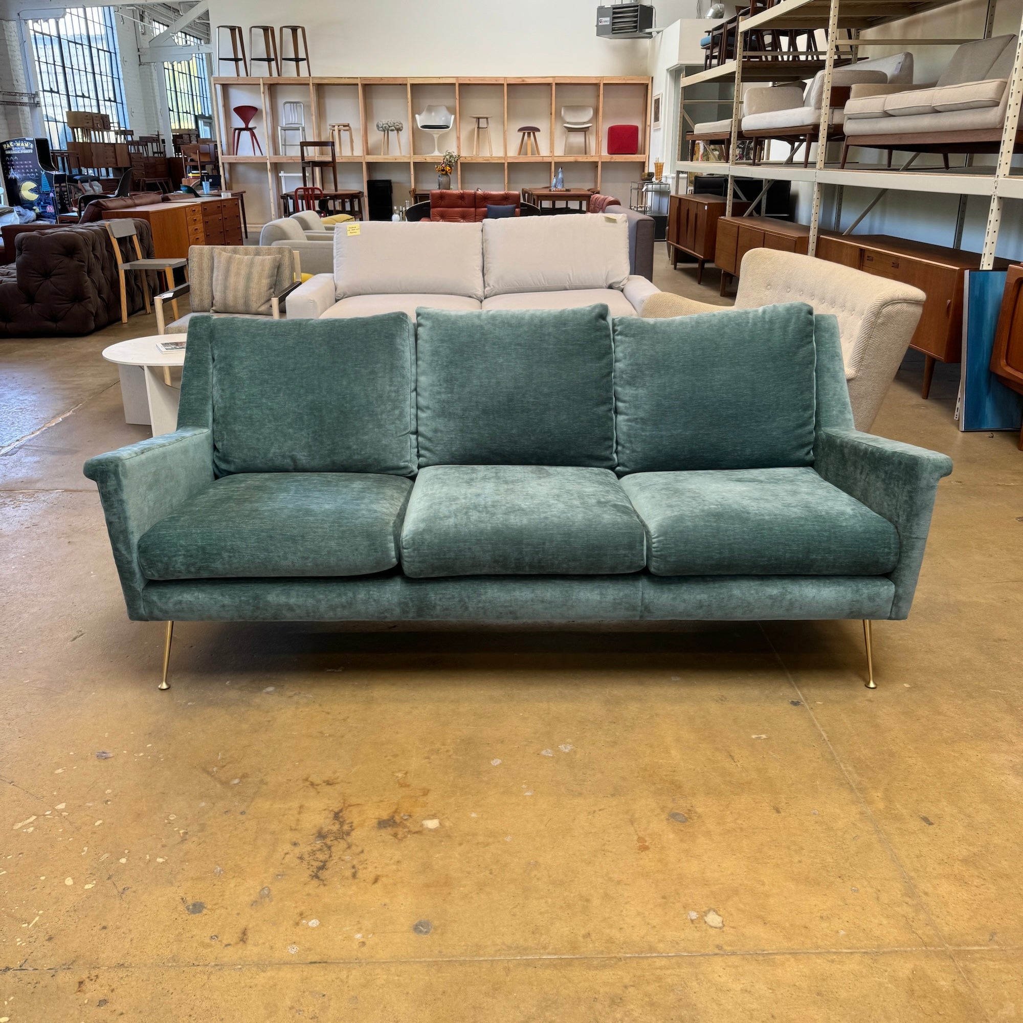 West Elm Carlo Mid Century Velvet Style Sofa