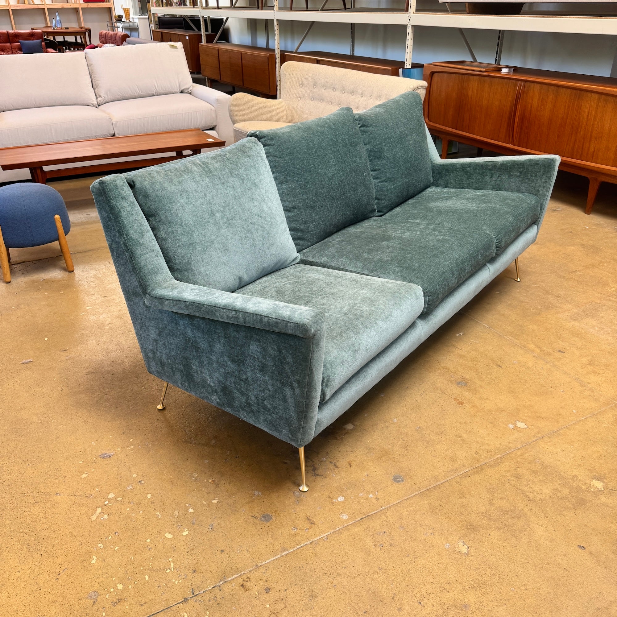 West Elm Carlo Mid Century Velvet Style Sofa