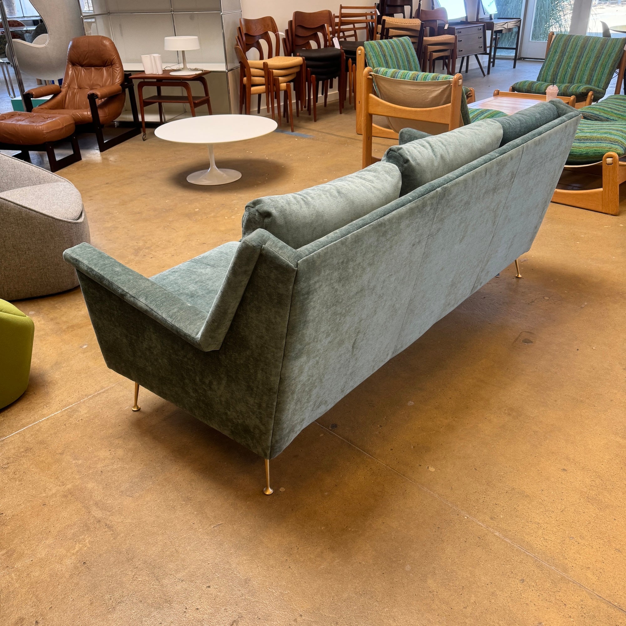 West Elm Carlo Mid Century Velvet Style Sofa