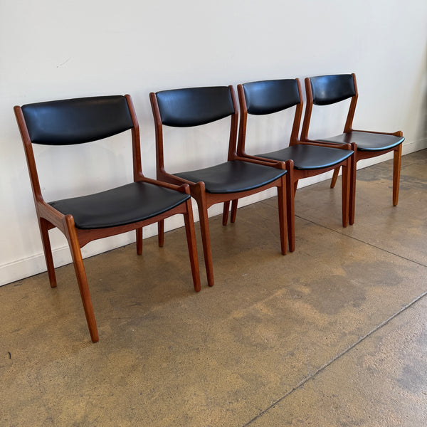 Danish Modern Teak set of 4 dining chairs by Erik Buch