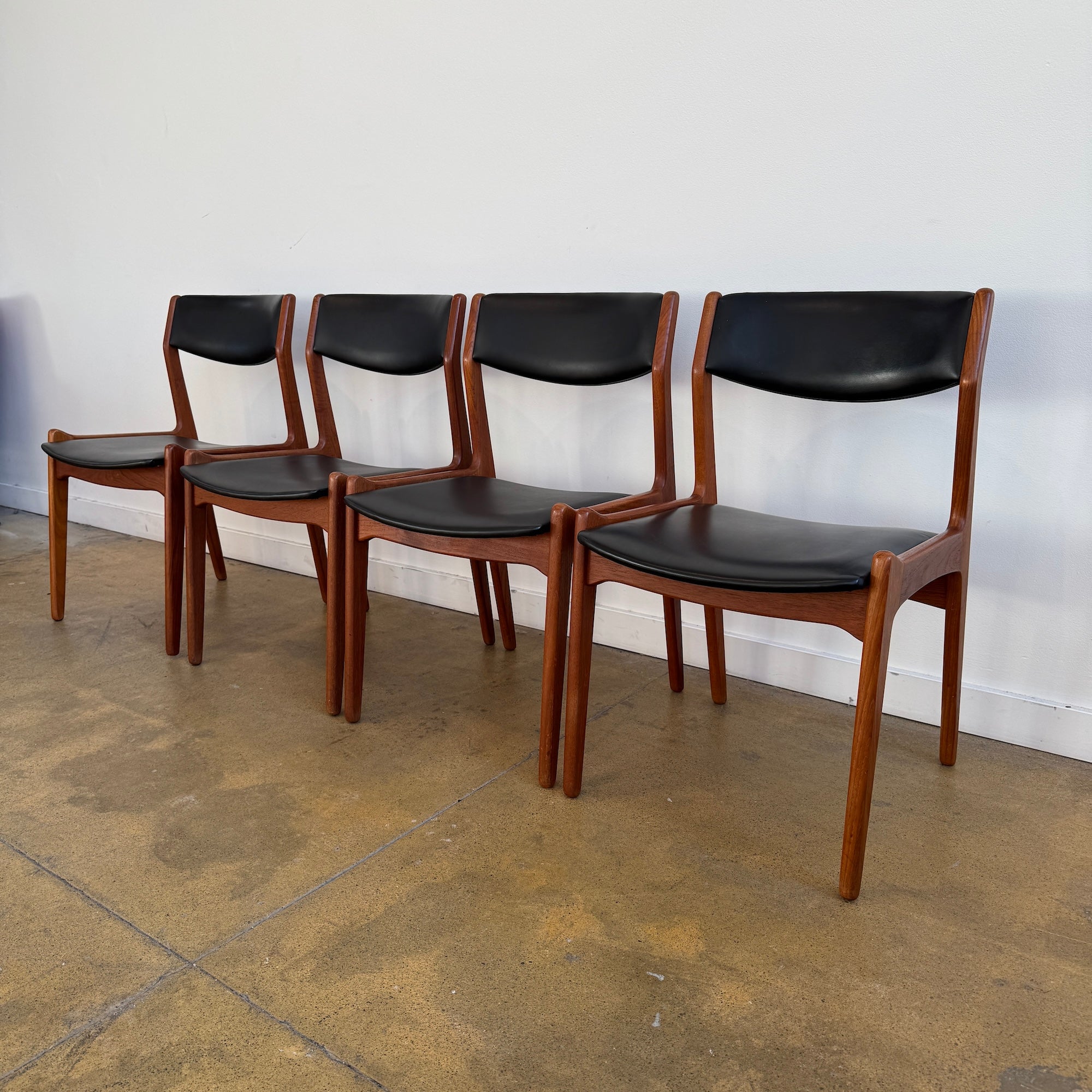 Danish Modern Teak set of 4 dining chairs by Erik Buch