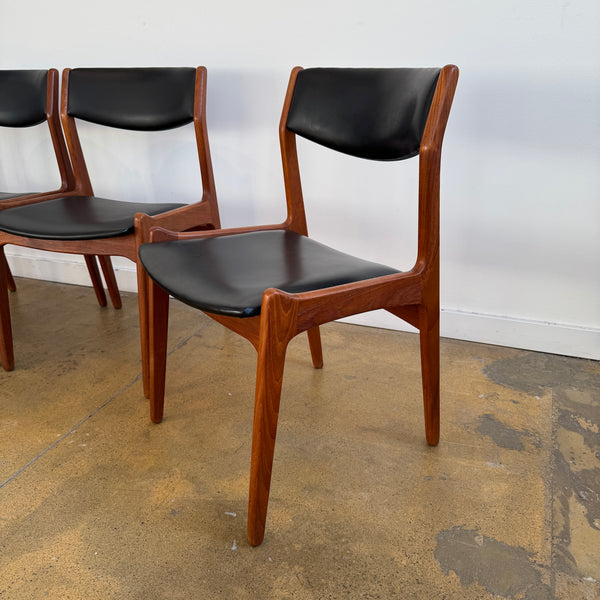 Danish Modern Teak set of 4 dining chairs by Erik Buch