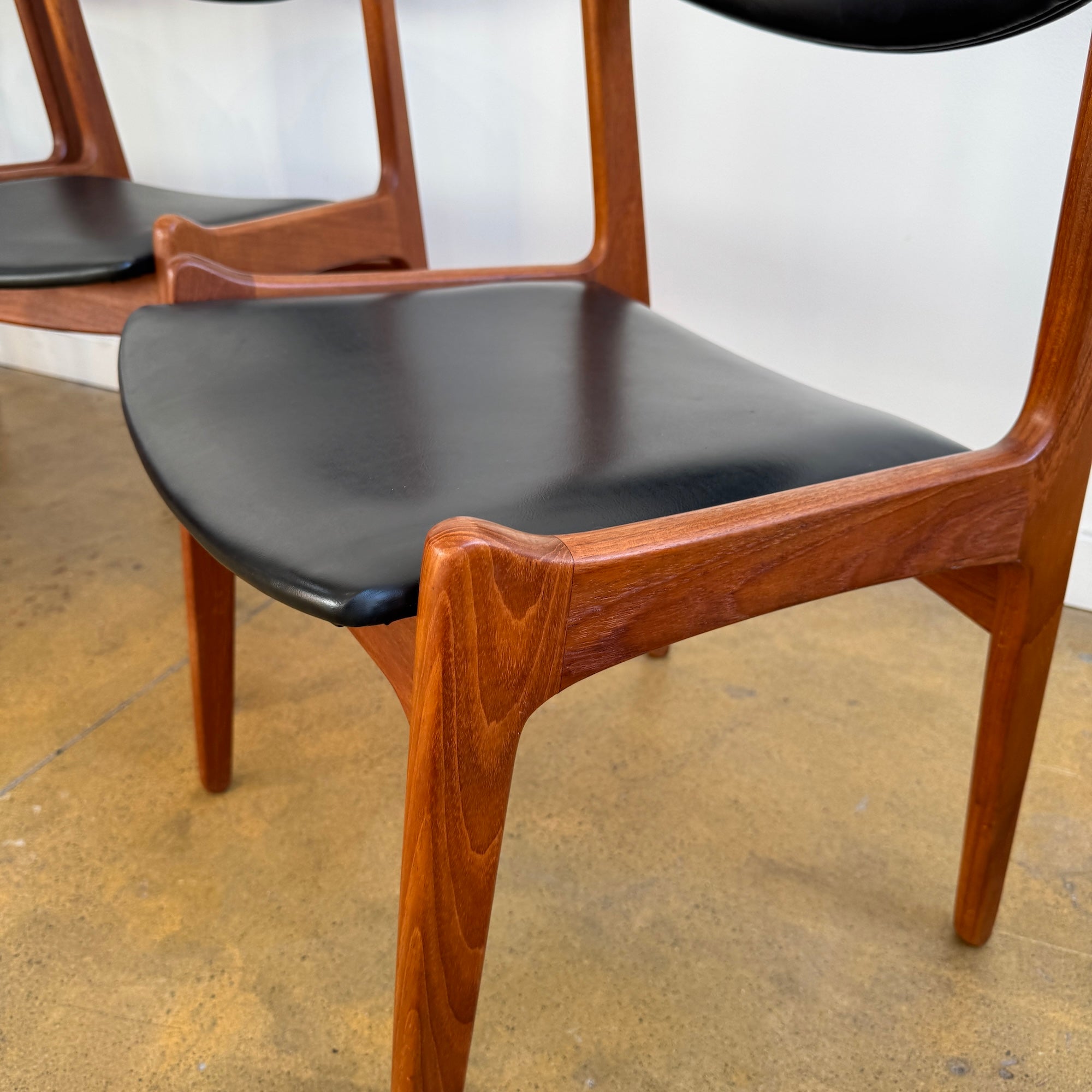 Danish Modern Teak set of 4 dining chairs by Erik Buch