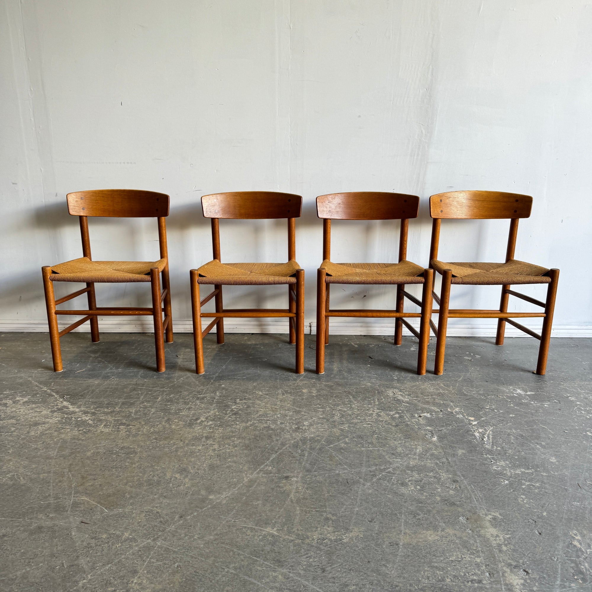 Danish Modern Borge Mogensen Set of 4 J39 Dining Chair