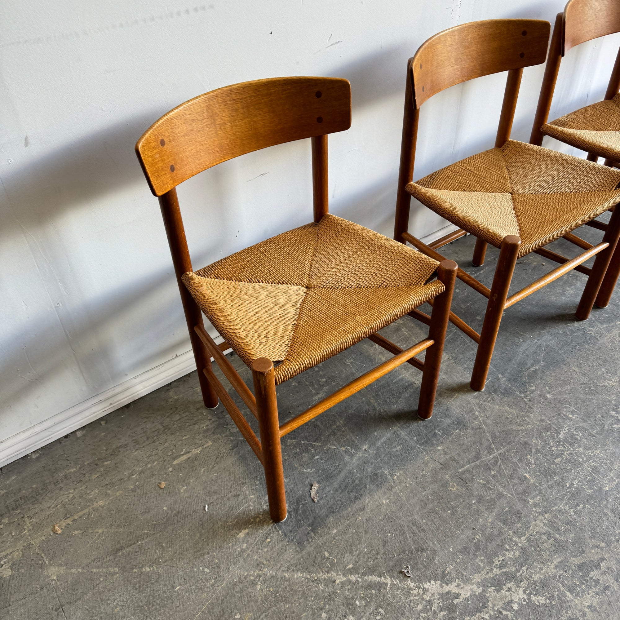 Danish Modern Borge Mogensen Set of 4 J39 Dining Chair