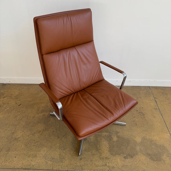 Arper Italian Catifa 70 Swivel & Reclining Leather Lounge Chair