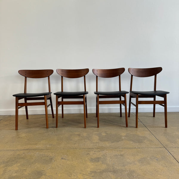 Danish Modern Set of 4 Farstrup Model 210 Dining chairs (Black Upholstery)