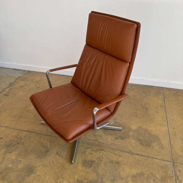 Arper Italian Catifa 70 Swivel & Reclining Leather Lounge Chair