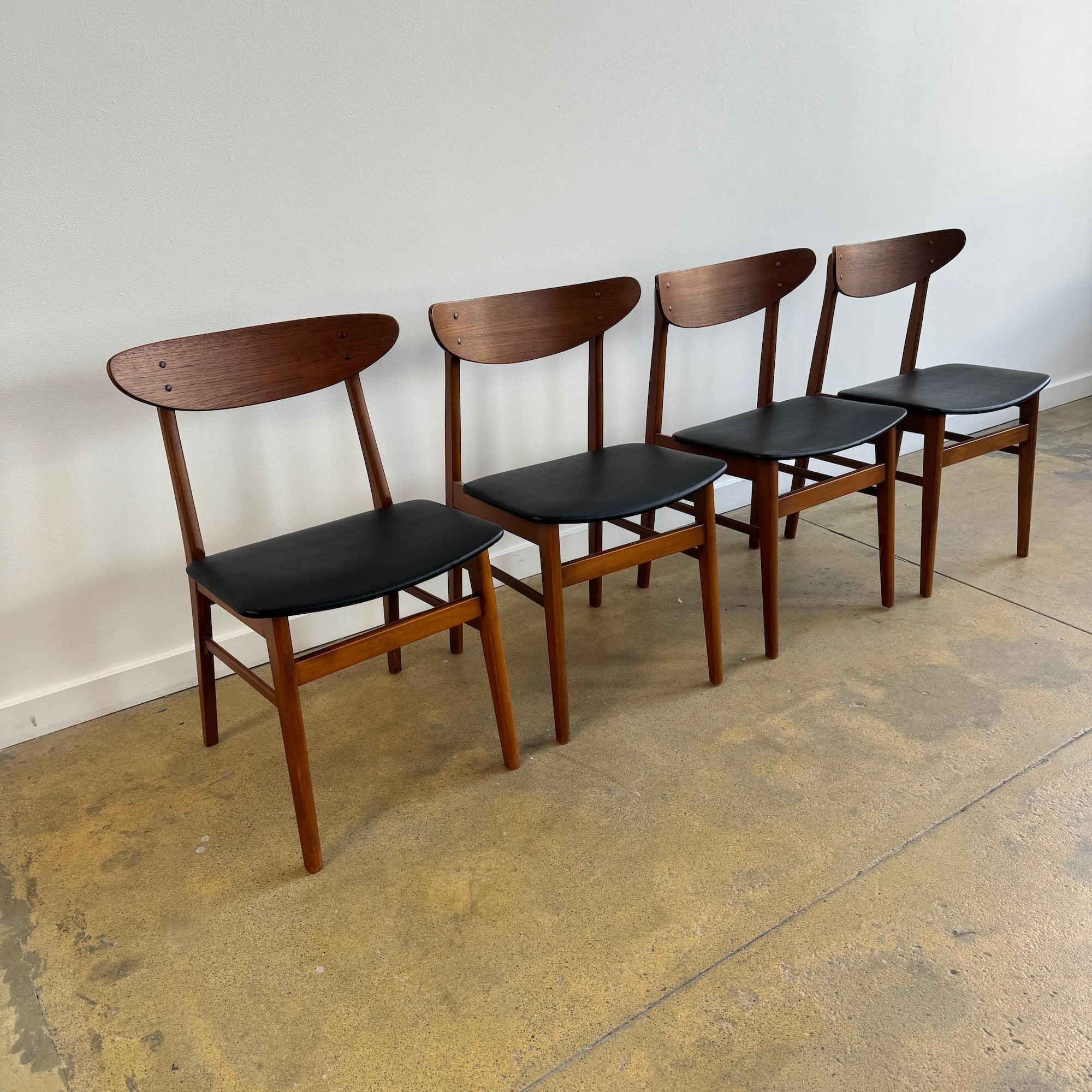 Danish Modern Set of 4 Farstrup Model 210 Dining chairs (Black Upholstery)