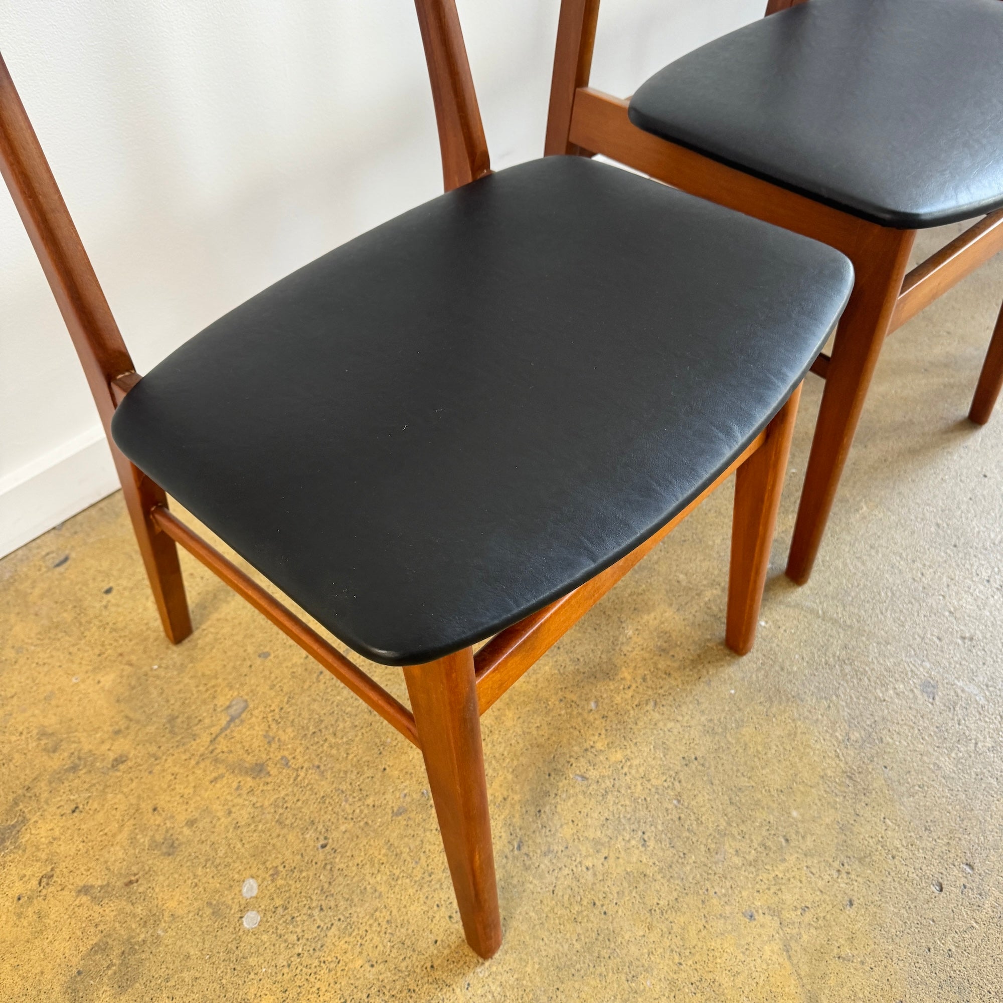 Danish Modern Set of 4 Farstrup Model 210 Dining chairs (Black Upholstery)