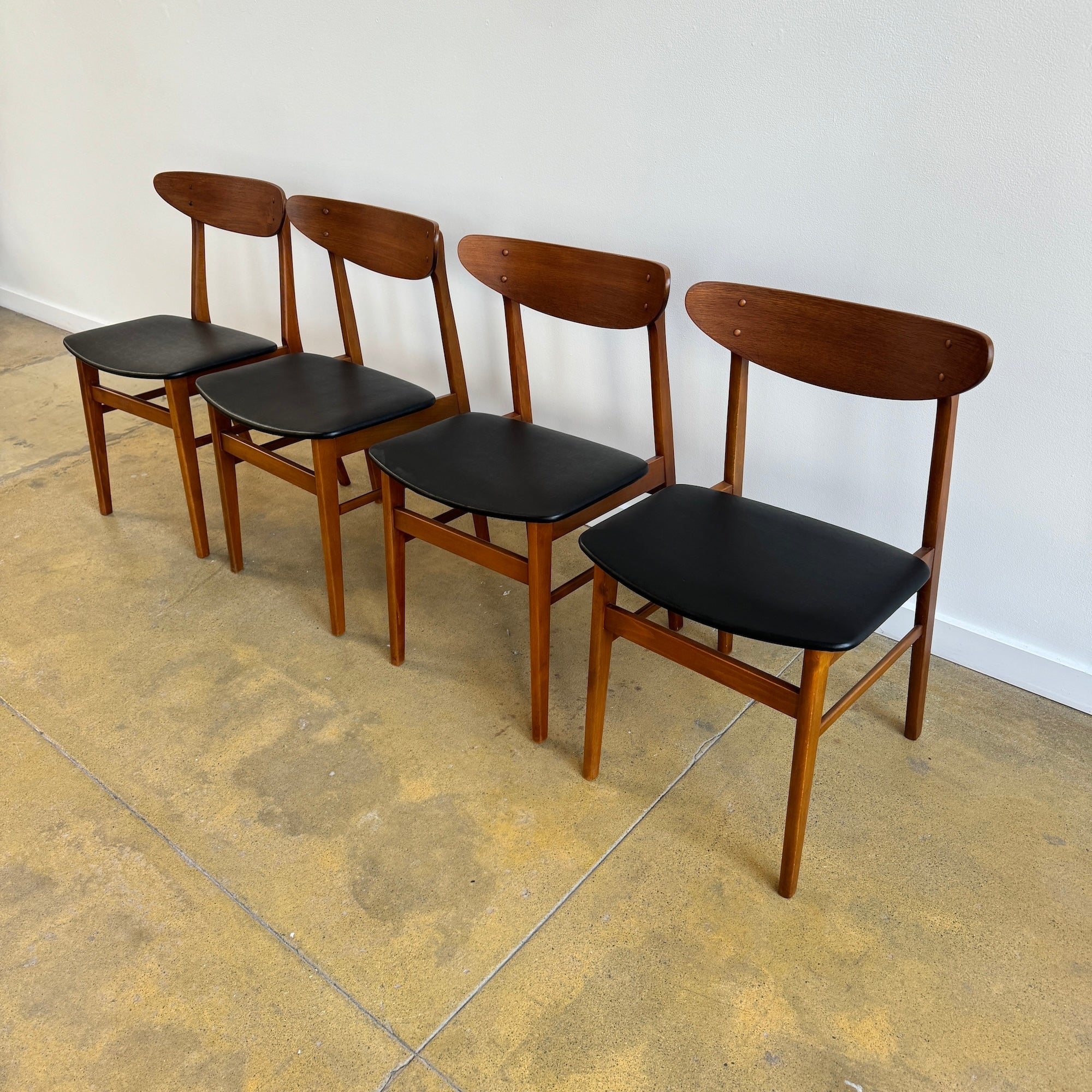 Danish Modern Set of 4 Farstrup Model 210 Dining chairs (Black Upholstery)