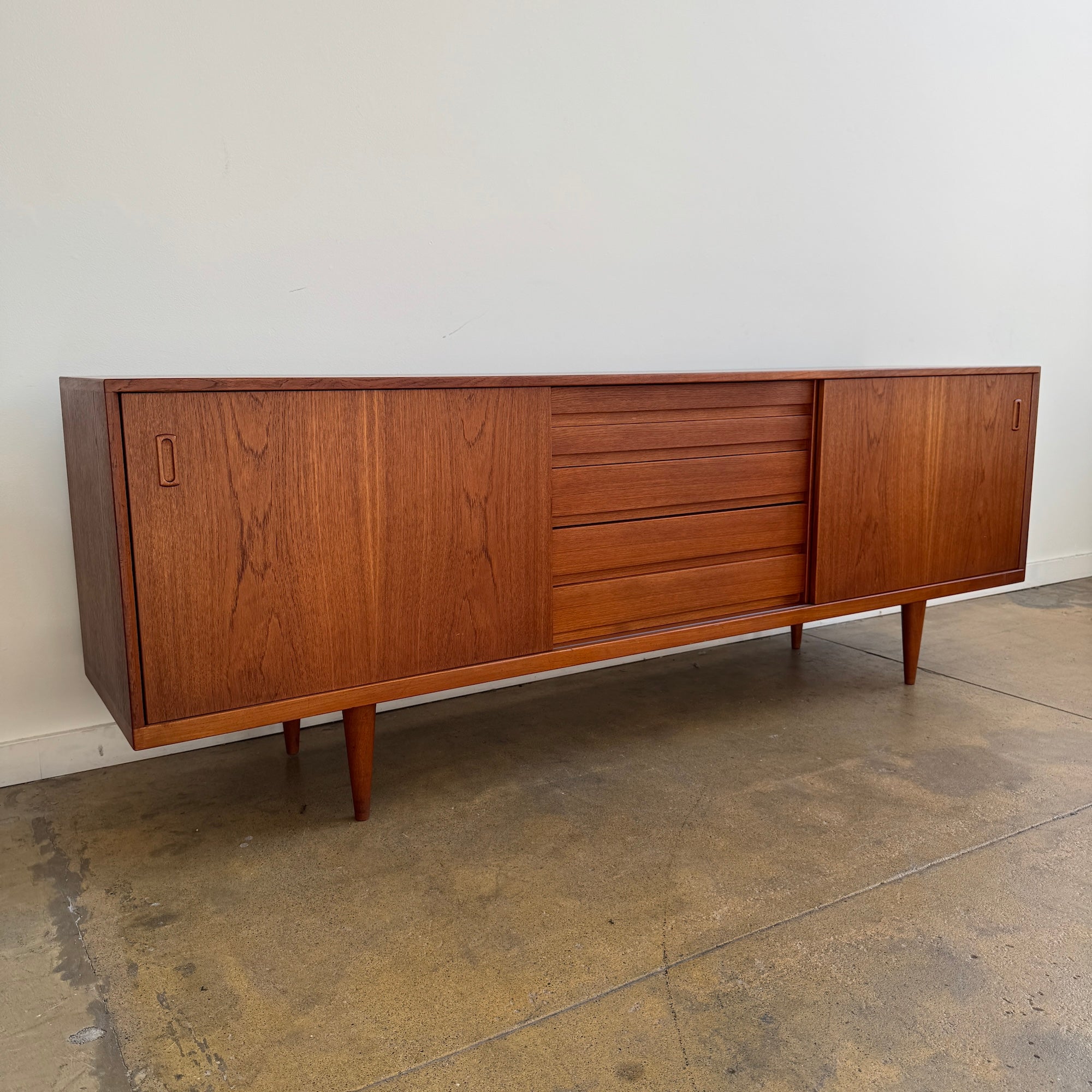 Danish Modern Long Sliding Sideboard (Fully Refinished)