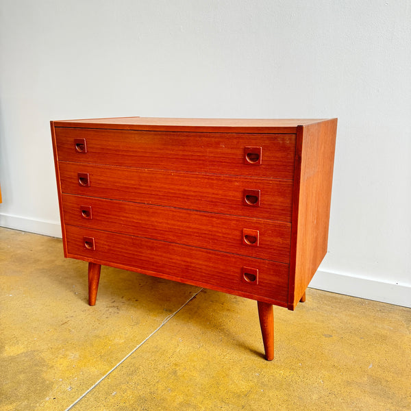 Danish Modern Teak 4 Drawer Low dresser by Brouer Møbelfabrik, 1960s