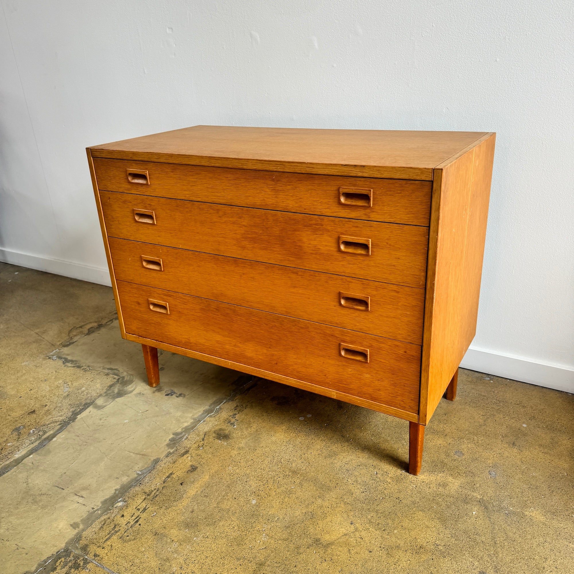 Danish Modern Oakwood Lowboy4 drawer Dresser