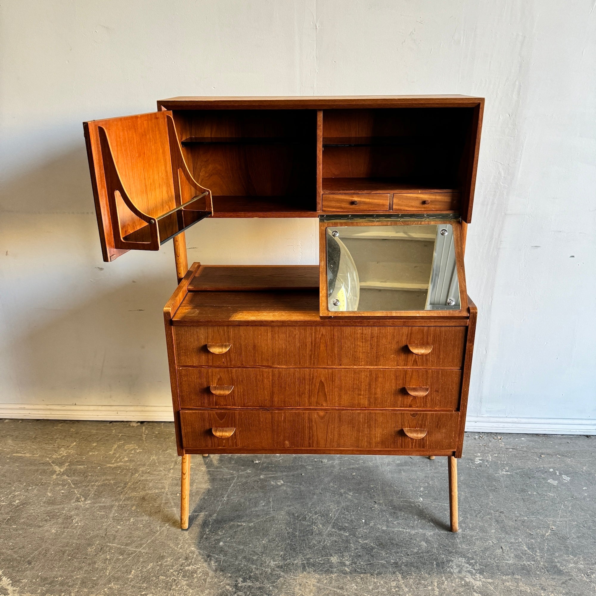 Danish Modern Teak Vanity/ Bar Storage